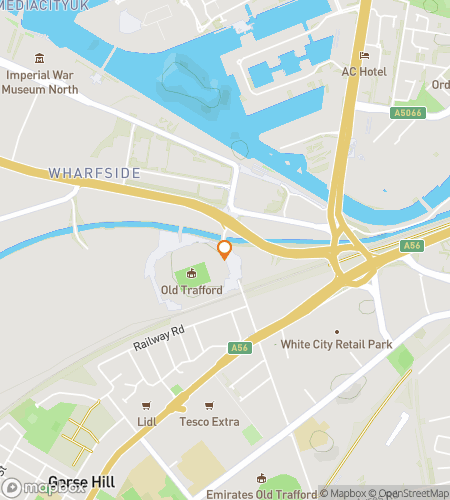 Map of scavenger hunt walking tour for Old Trafford Trinket Trek