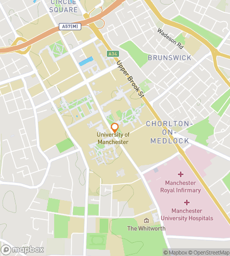 Mapa spacerowej gry miejskiej dla The University of Manchester Hunt