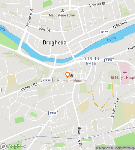 Kaart van speurtocht wandeltocht voor Drogheda Hunt: Van Rivier tot Ruïnes