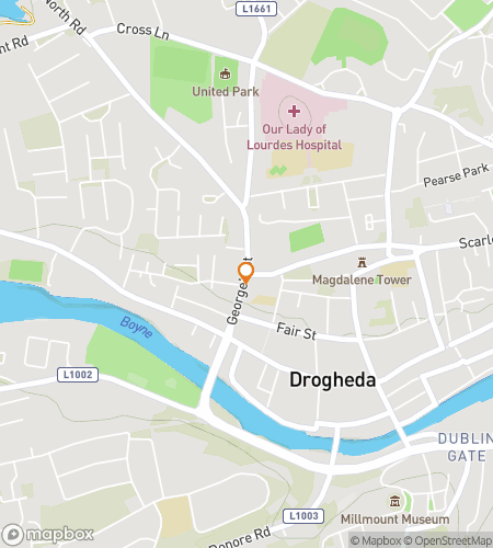 Map of scavenger hunt walking tour for Drogheda Hunt: From River to Ruins