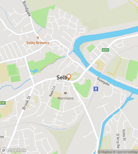 Kaart van de scavenger hunt wandeltocht voor Abbey Echoes: The Selby Hunt