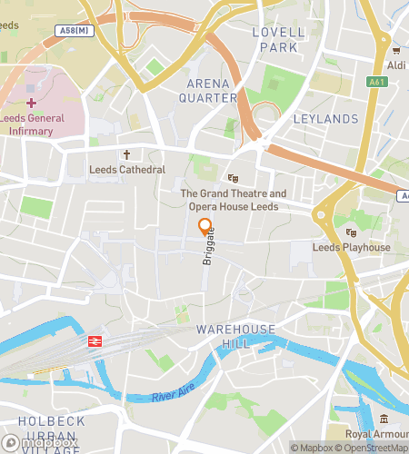 Hartă a turului pietonal cu vânătoare de comori pentru "Umbre peste Leeds: O Vânătoare Infricoșătoare"