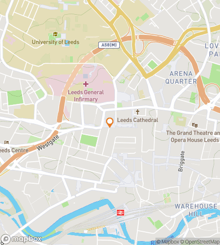 लीड्स लैंडमार्क्स के लिए स्कैवेंजर हंट वॉकिंग टूर का नक्शा