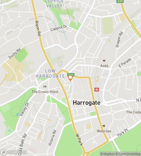 Map of scavenger hunt walking tour for Harrogate North Yorkshire Bar Hunt