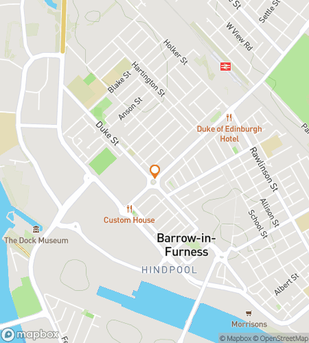 Map of scavenger hunt walking tour for Barrow Built: From Docks to Deeds