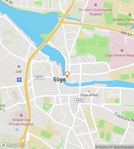 Map of scavenger hunt walking tour for Sligo Arts and Legends Adventure