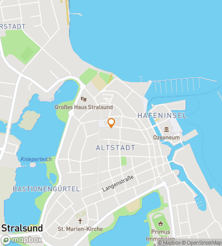 Mapa do tour a pé de caça ao tesouro para Das Torres ao Mar: A Caça de Stralsund