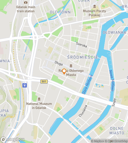 Map of scavenger hunt walking tour for Gdansk scavenger hunt