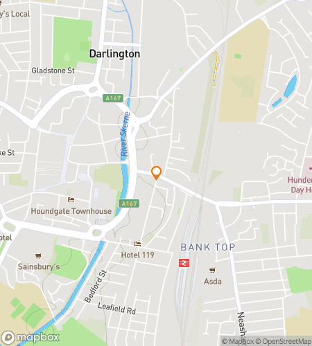 Map of scavenger hunt walking tour for Clues on the Cobbles: A Darlington Hunt