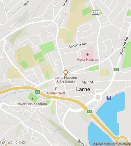 Map of scavenger hunt walking tour for Larne Larks & Treasures Hunt