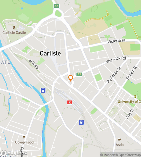 Map of scavenger hunt walking tour for Carlisle Hadrian’s Gateway City Adventure