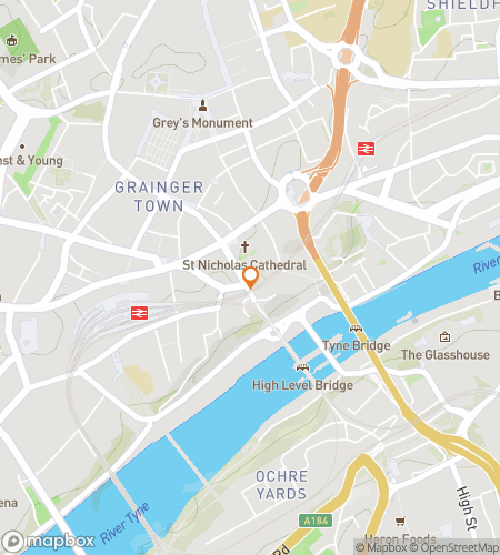 गेट्सहेड गिगल्स एंड ट्रेजर्स हंट के लिए स्कैवेंजर हंट वॉकिंग टूर का नक्शा