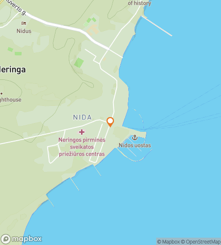 Map of scavenger hunt walking tour for Nida Lighthouse Horizon Hunt