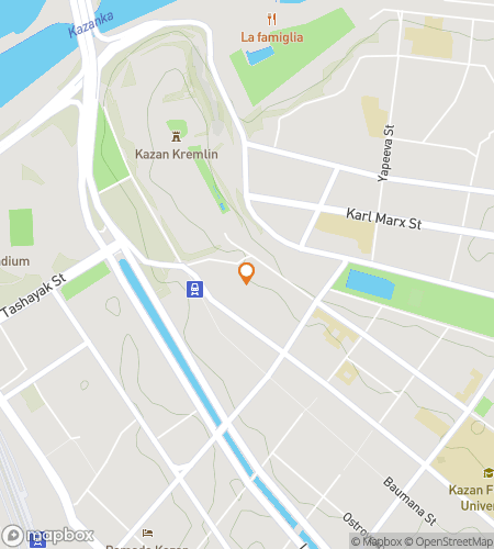 Map of scavenger hunt walking tour for Kazan Stone, Bronze, and Memory Hunt