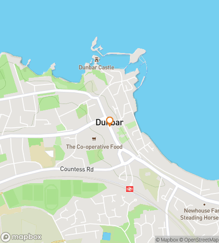 Map of scavenger hunt walking tour for Dunbar: Coastal Courage Scavenger Hunt