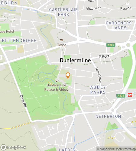 Map of scavenger hunt walking tour for Dunfermline Quest: Paths of Kings & Saints