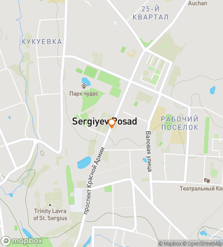 Map of scavenger hunt walking tour for Holy Hide & Seek: The Golden Ring Sergiev Posad Quest