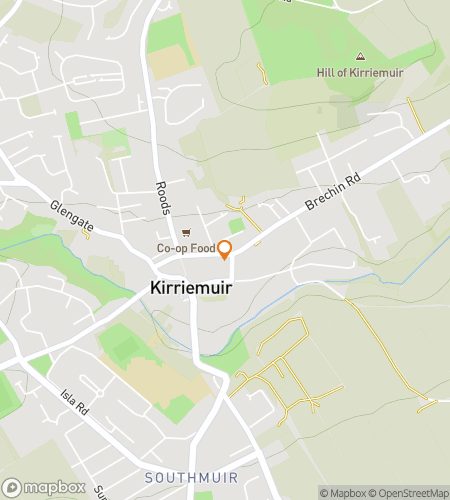 Kort over skattejagt gåtur for Kom nu, det er Kirriemuir