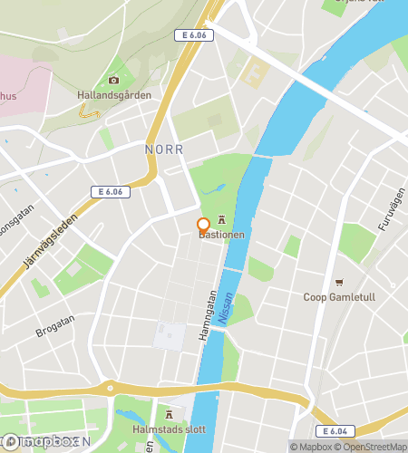 Mappa del tour a piedi con caccia al tesoro per la Caccia al Tesoro di Halmstad