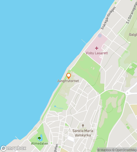 Map of scavenger hunt walking tour for Visby's Walls, Waves & Viking Clues