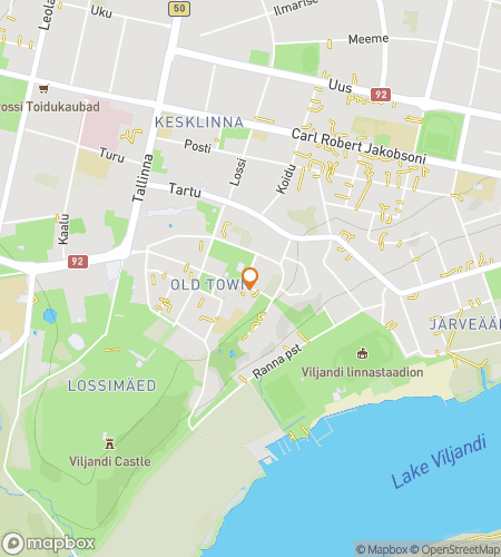 Map of scavenger hunt walking tour for Lakes & Legends: The Viljandi Quest