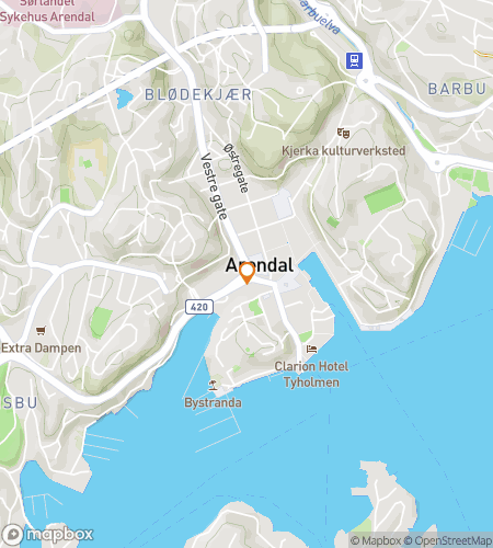 Map of scavenger hunt walking tour for Arendal Scavenger Hunt