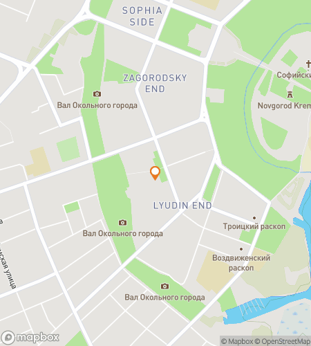 Mapa do passeio a pé de caça ao tesouro para Kremlin & Encruzilhadas: Segredos de Veliky Novgorod