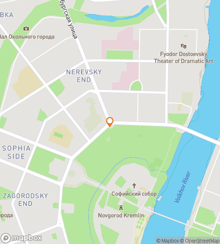 Map of scavenger hunt walking tour for Kremlin & Crossroads: Secrets of Veliky Novgorod