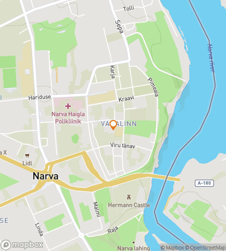 Map of scavenger hunt walking tour for Narva Mind: The Borderline Hunt