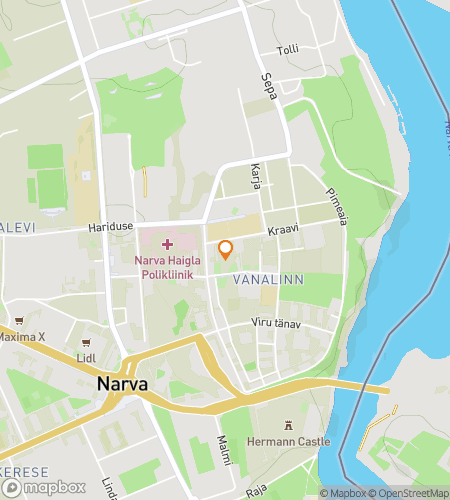 Map of scavenger hunt walking tour for Narva Mind: The Borderline Hunt