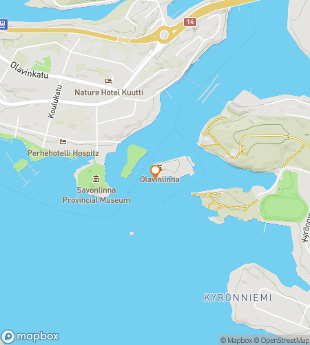 Karta över skattjaktens vandringstur för Castle in the Finn: Savonlinna vid sjön