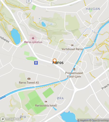 Map of scavenger hunt walking tour for Roros Scavenger Hunt