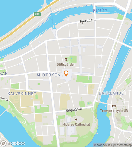 Map of scavenger hunt walking tour for Legends of the North: The Trondheim Hunt