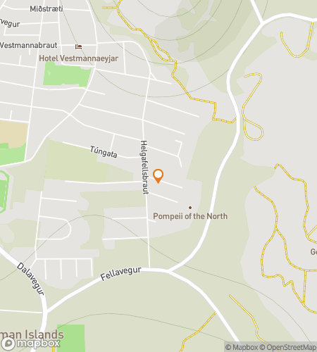 Map of scavenger hunt walking tour for Heimaey's Island of Fire & Feathers