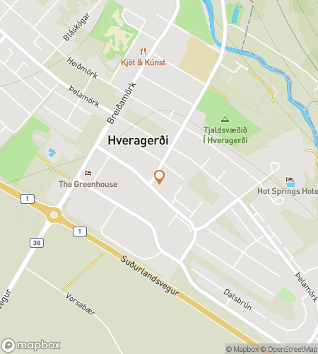 Mapa do passeio a pé de caça ao tesouro para Vapor & Segredos: A Caça de Hveragerði