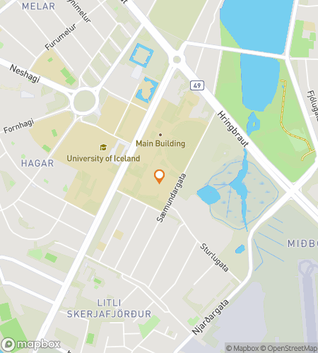 Map of scavenger hunt walking tour for University of Iceland Hunt