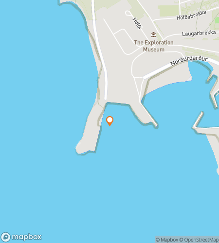 Map of scavenger hunt walking tour for Húsavík Horizon Quest