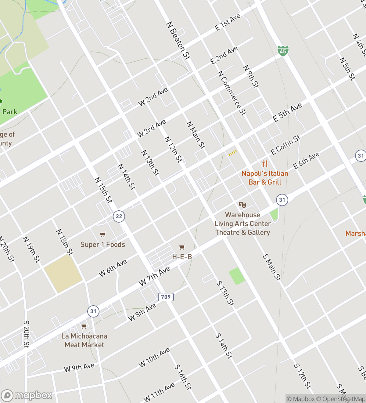 Corsicana hunt map with 8 numbered stops
