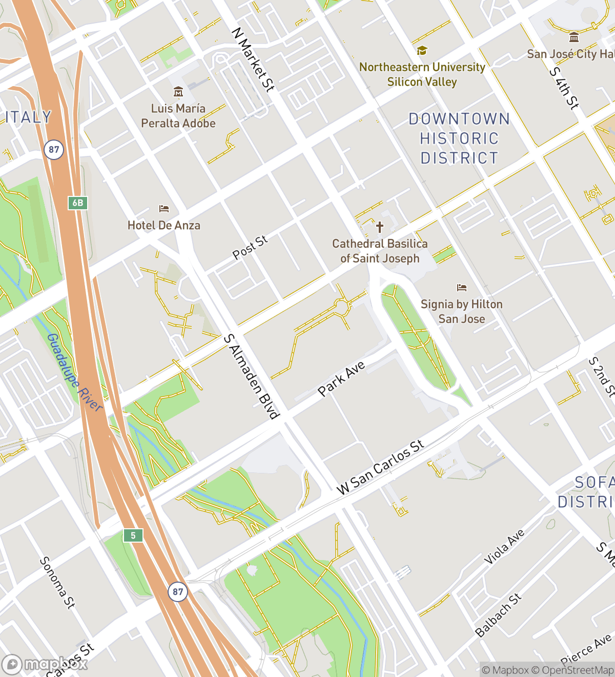 San Jose hunt map with 10 numbered stops