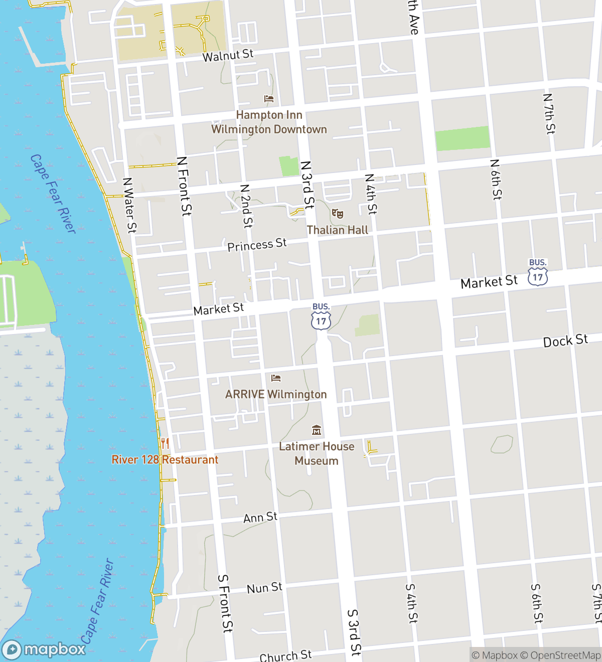 Wilmington hunt map with 7 numbered stops
