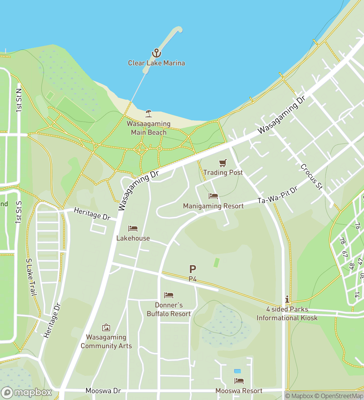 Wasagaming hunt map with 7 numbered stops