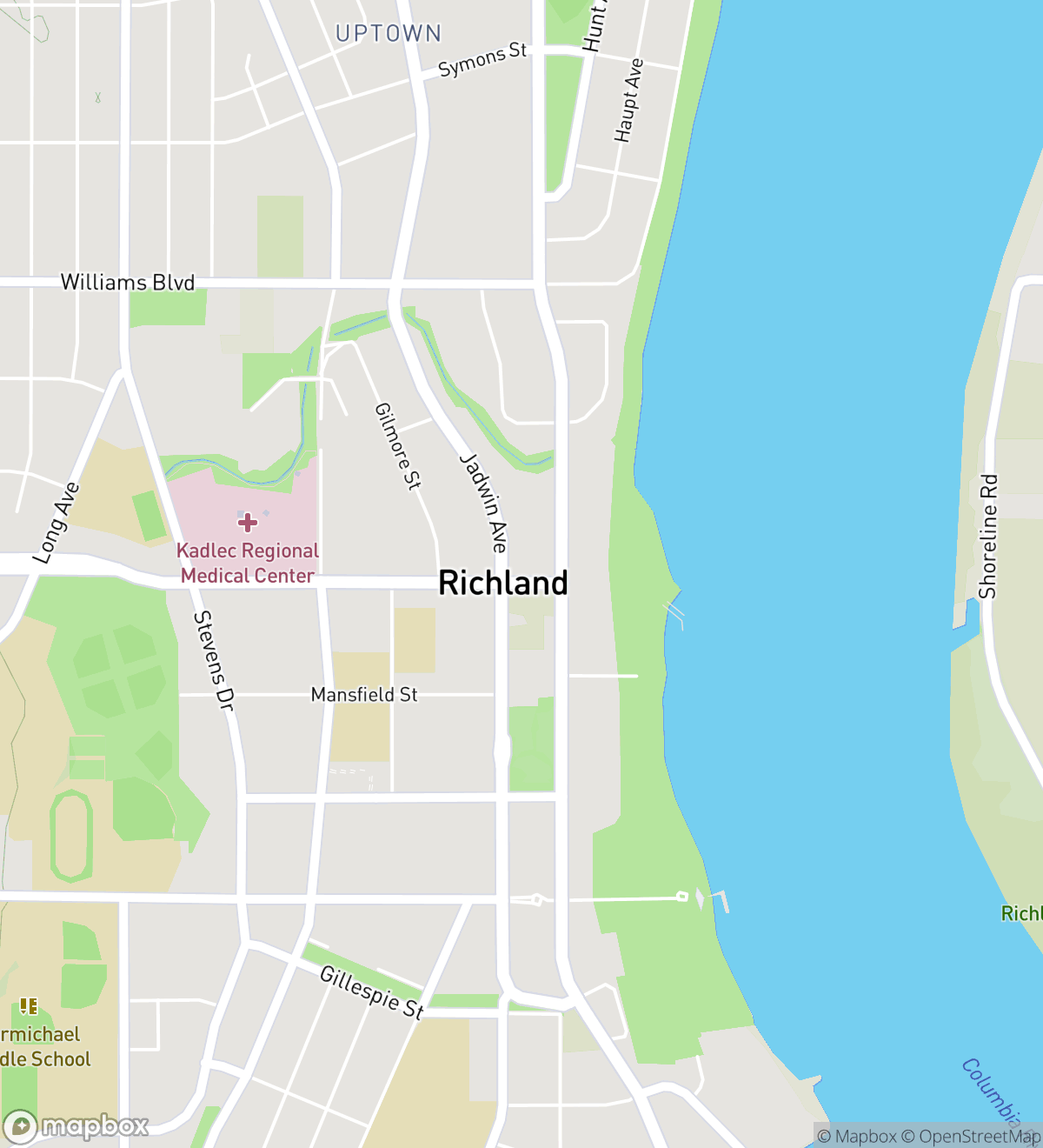 Richland hunt map with 6 numbered stops