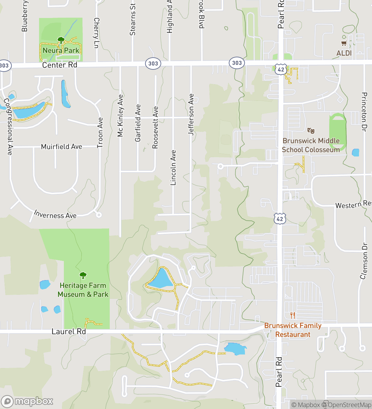 Brunswick hunt map with 5 numbered stops
