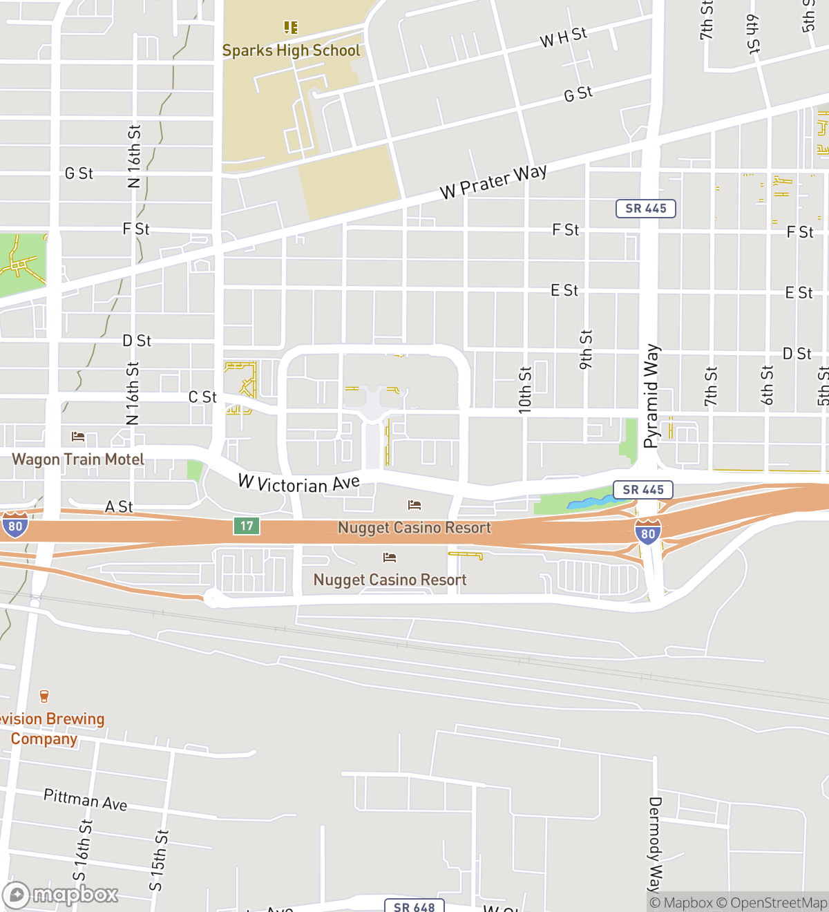 Sparks hunt map with 7 numbered stops