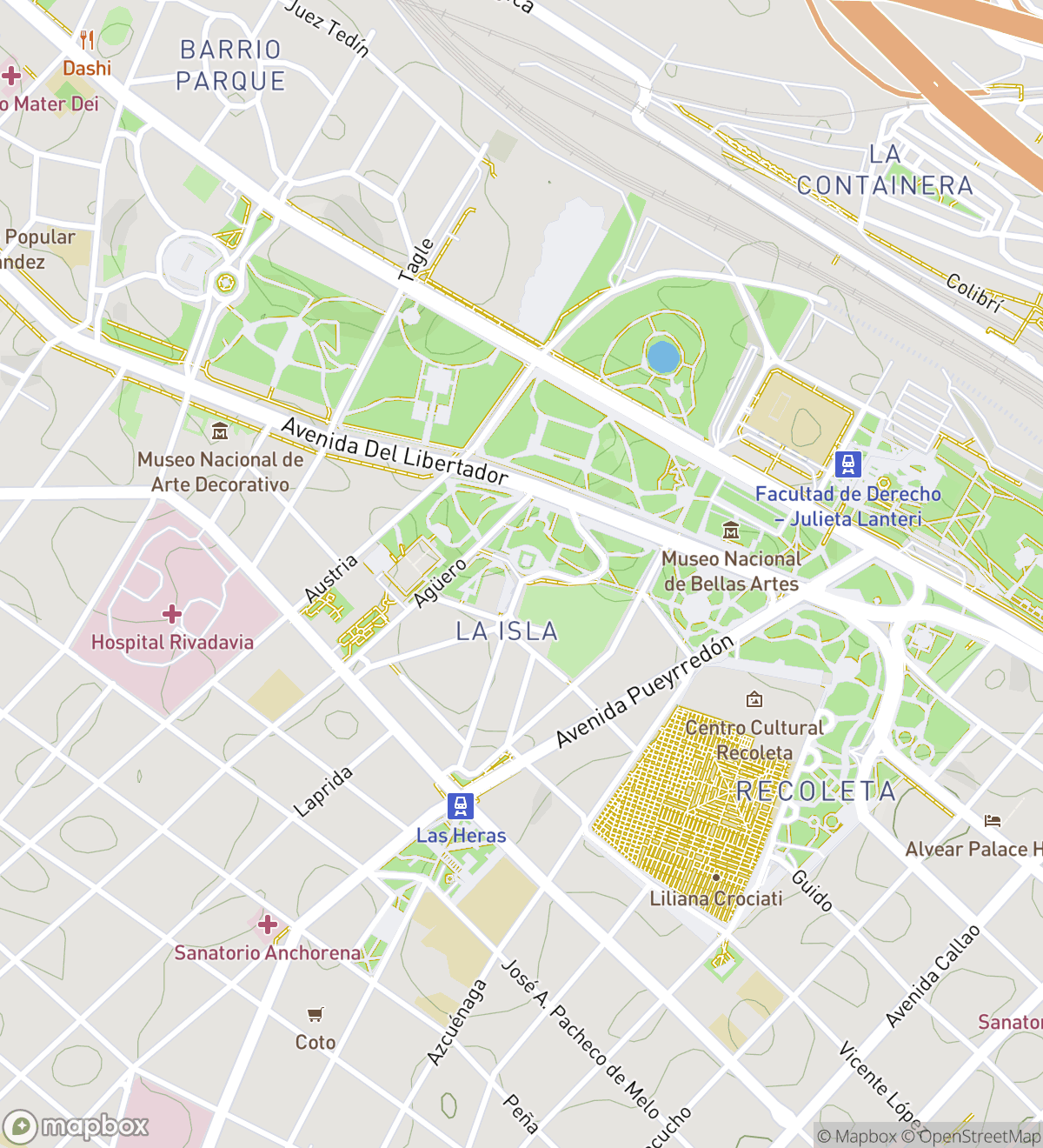 Map of 7 numbered scavenger hunt stops in FGP