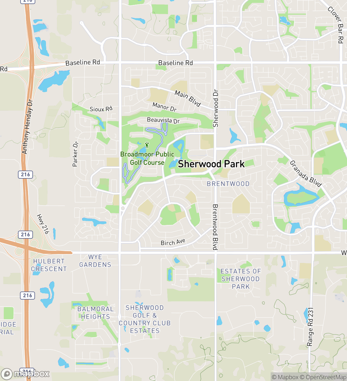 Sherwood Park hunt map with 6 numbered stops