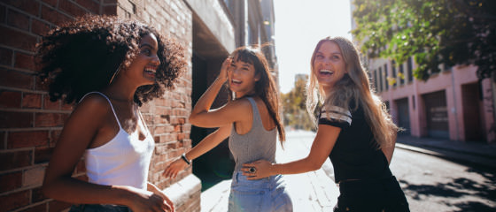 Bar crawl group posing for a challenge photo