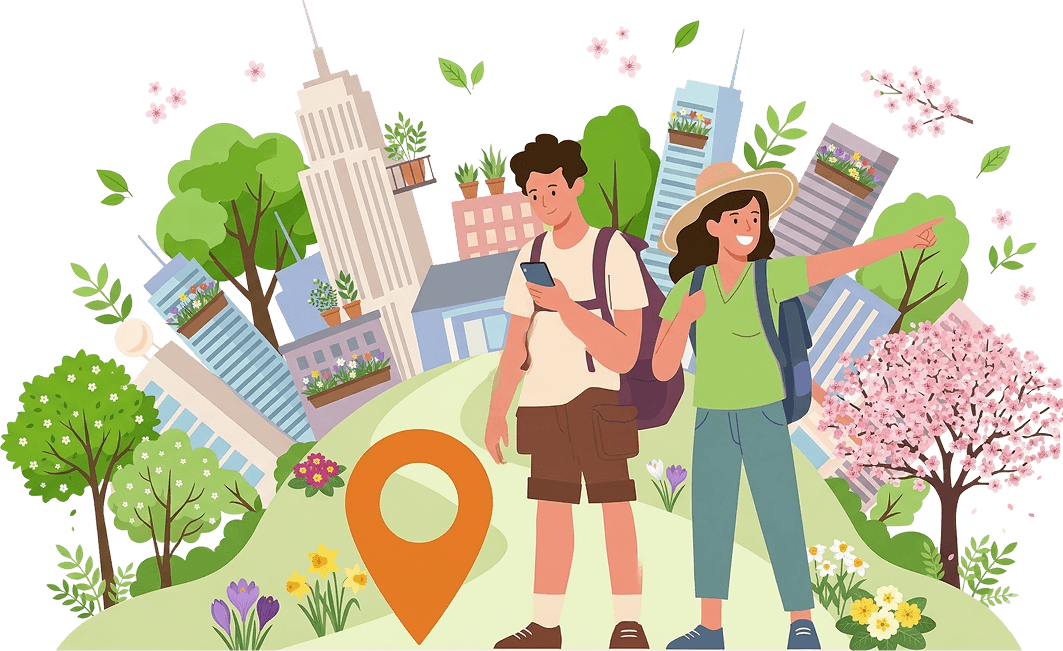 Spring scavenger hunt illustration