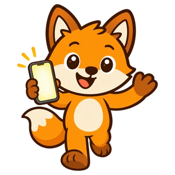 Foxtrot holding a phone and waving