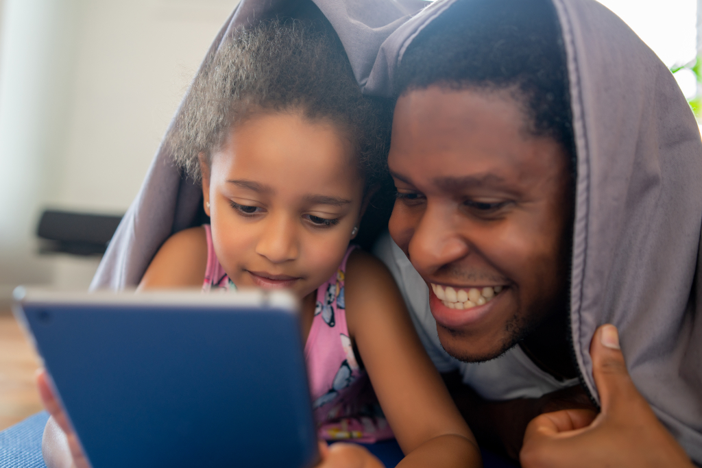 Father and Daughter on an Internet Scavenger Hunt